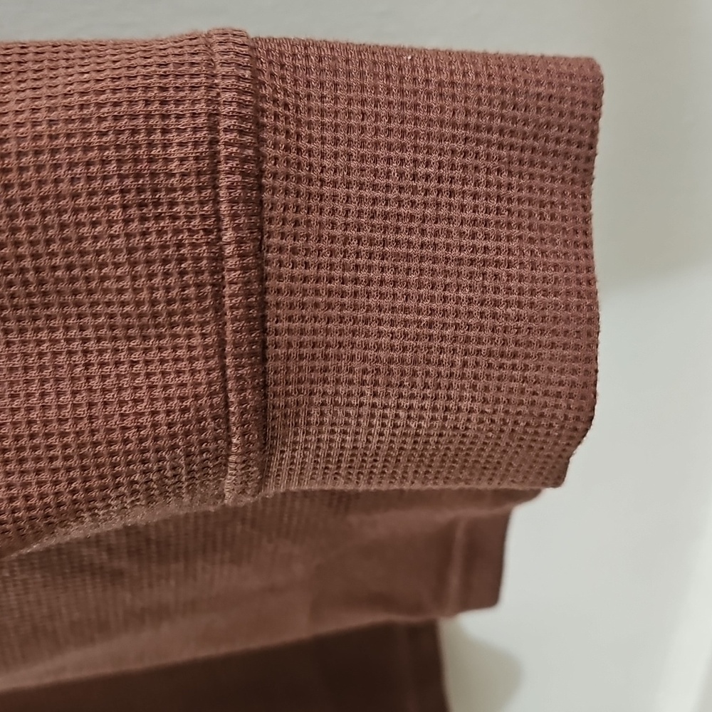 Casual Brown Thermal  Button-Up Henley Top - Picture 7 of 7
